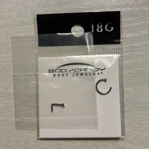 Silver nose piercing hoop and stud 18 gauge